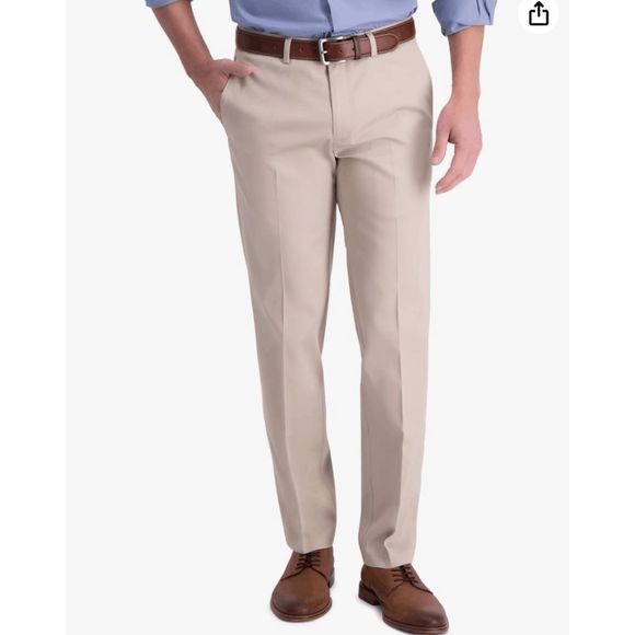 Haggar Performance Comfort Stretch Dress Pant, Straight Fit, in Sand, Sz 40 x 34 - Picture 1 of 6